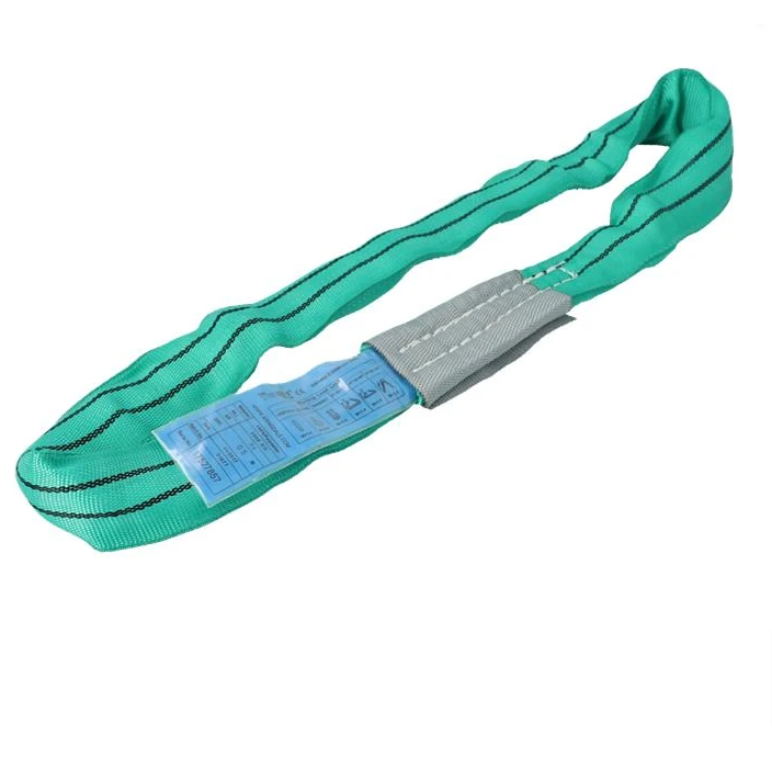 Round Sling 2 Tonne, green with blue label, durable polyester for lifting, available in lengths 0.5m to 5m EWL.