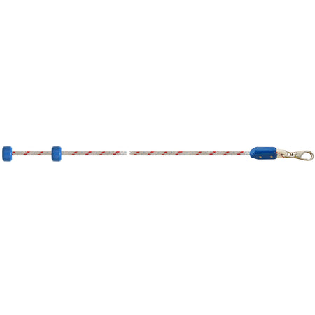 Arctic-Guard Rope Assembly for PS130 pulley system, featuring 10mm polyester rope with blue handles, rope clip, snap hook, and two stopper balls.