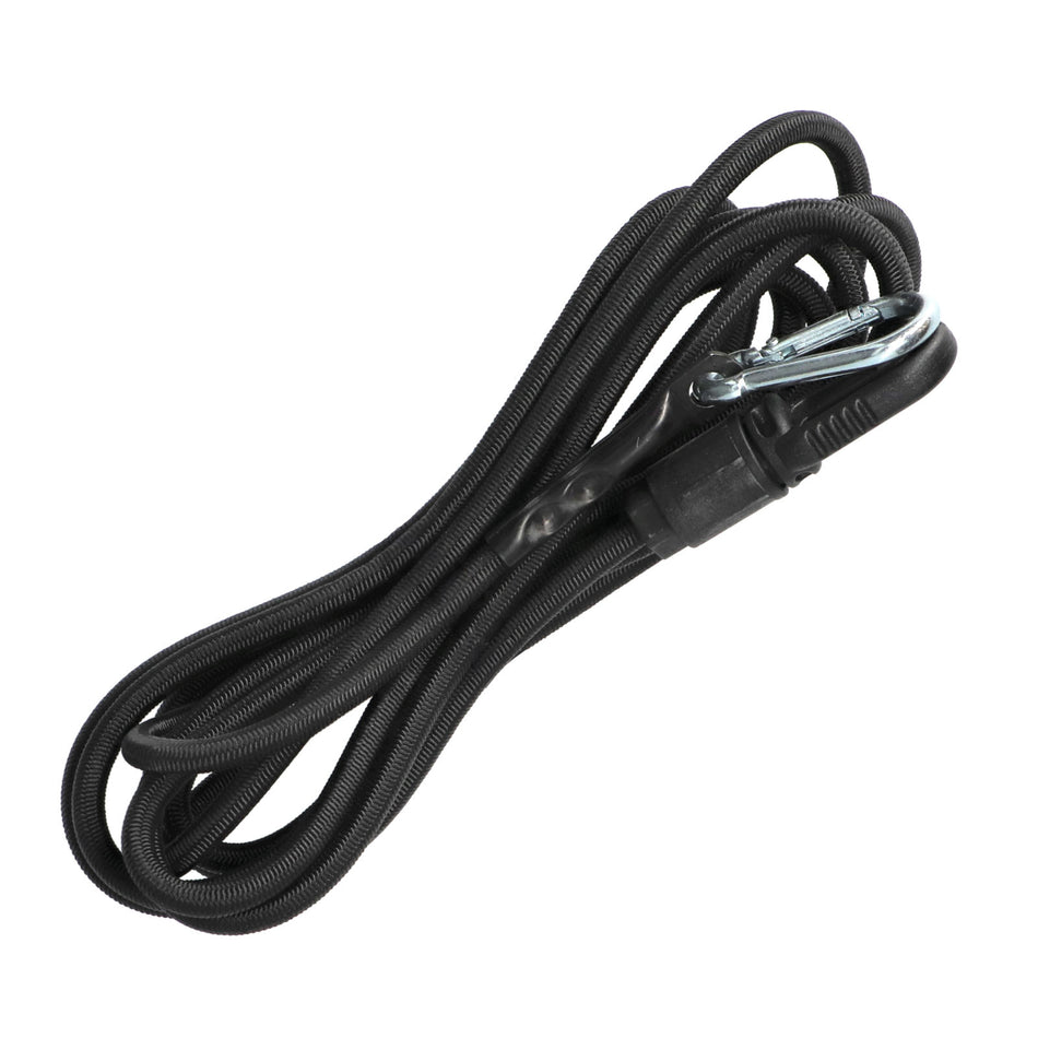 Replacement Bungee Cord for Roof Mounted Bungee System, featuring a 3.65m black rope with a metal snap hook for easy installation and secure attachment.