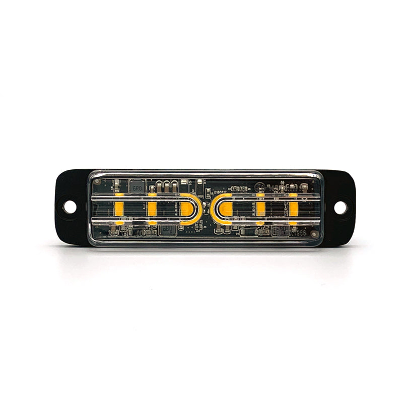 GRZ6 Series 5W Directional Strobe Amber Warning Light, featuring visible yellow LEDs and circuit board details, designed for commercial vehicle safety and durability.