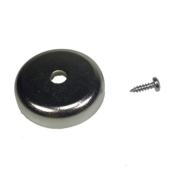 32mm Dia x 8mm Thick Magnet for Controls with a fixing screw, suitable for Mafelec Style Controls, highlighting its metalware and household hardware features.