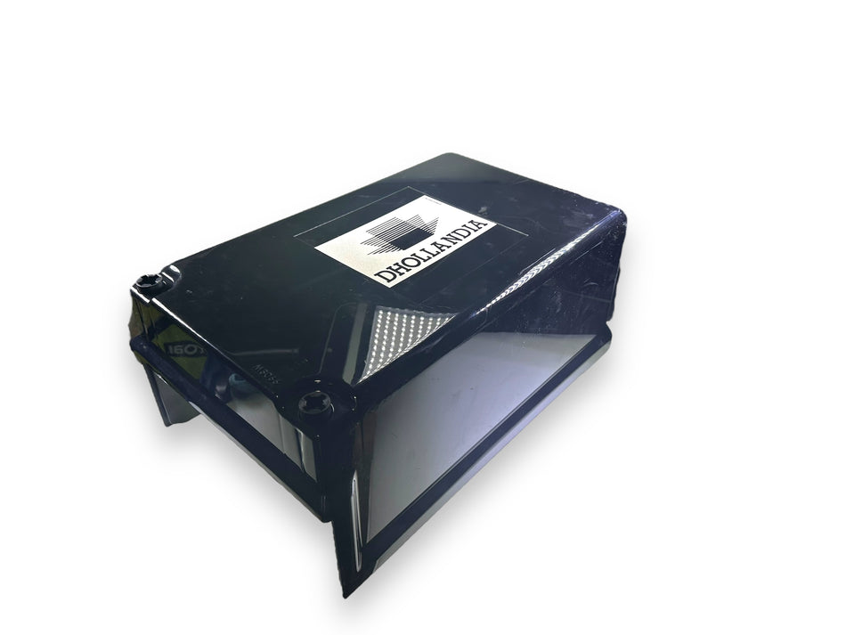 Cover Hydro Powerpack 5l for Dhollandia tail lifts, featuring a black rectangular design with a white label, ideal for commercial vehicle tail lift systems.