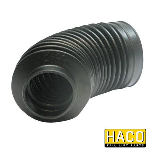 Dust cover Ø55x80mm HACO for Bar Cargolift, featuring a black plastic pipe design with a hole, interchangeable with part 01.127156.