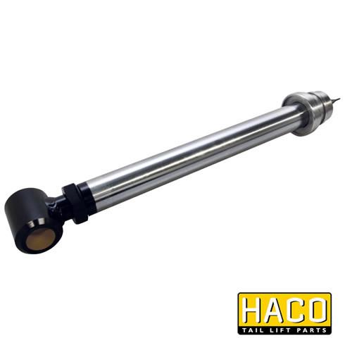 Piston Rod HACO to Suit Bar Cargolift, induction hardened steel, chrome-plated, for cylinder 1019556H, visible metal cylinder with rounded end and gold center.