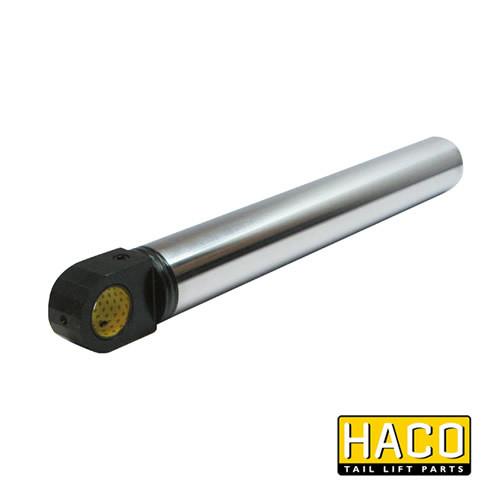 Piston Rod HACO for Bar Cargolift 101113476, close-up of induction hardened steel cylinder with over 30 micron chrome, dimensions visible for fitment in commercial trailers.