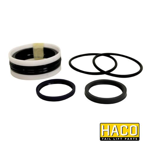 Sealkit HACO for Bar Cargolift 101139721 shown as black rubber rings, essential for double-acting cylinder compatibility.