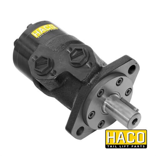 Hydro-motor OMP250 HACO for Zepro 20699, featuring a black and silver mechanical design with visible hexagonal metal details and a yellow logo.