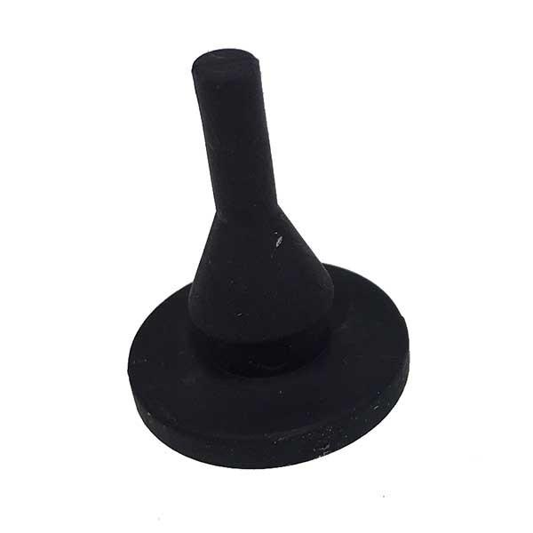 Handrail Rubber Bump Stop (PK 10) shown as a black funnel-like object, designed to prevent handrail rattling during transport.