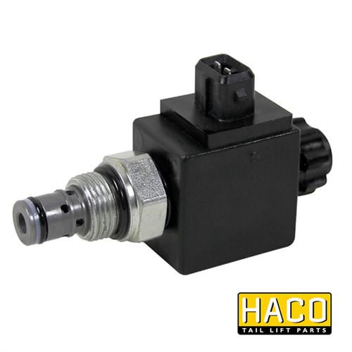 Solenoid Valve HACO 12 Volt for Zepro 21663 & 21328, featuring a 12.7mm diameter and 3/4UNF thread size, shown with close-up details.