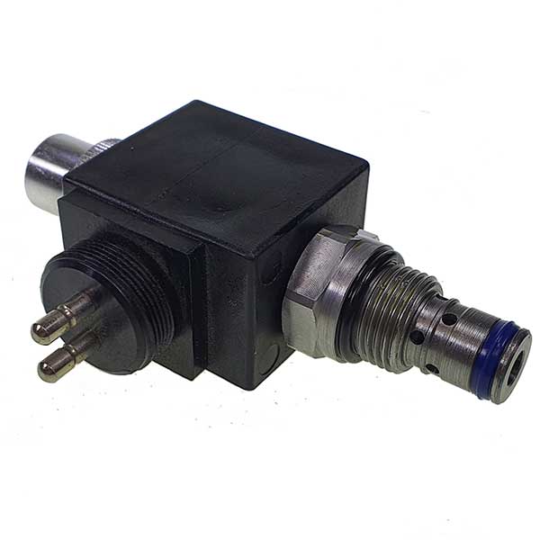 Ram Valve Single Acting 24v 18mm with Kostal connection, featuring a close-up of the black and silver electrical plug and solenoid valve.