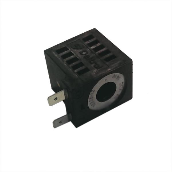 Solenoid Coil 24V for Ratcliff Palfinger Tail Lifts, featuring a black square design with visible holes for secure integration in commercial trailer systems.