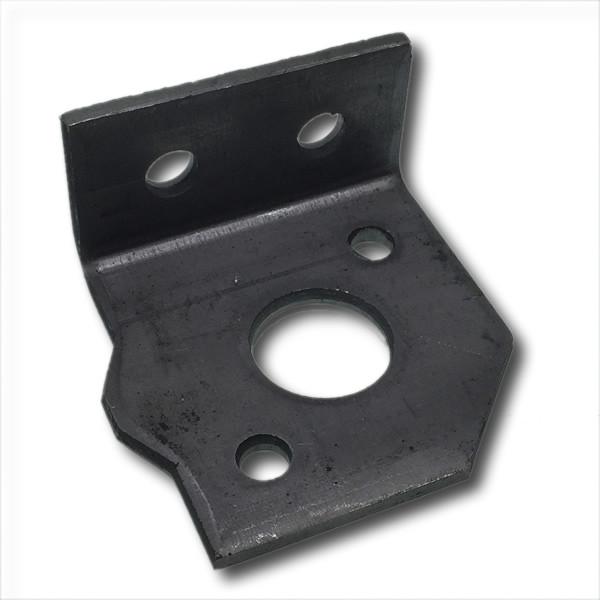 N/S Counterbalance Bracket - Dry Freight: Black metal piece with holes, designed for Whiting Shutter Doors' spring balancer, ideal for commercial trailers.