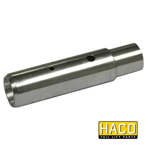 Pin HACO for Bar Cargolift Tail Lift, metal cylinder with holes, 141mm length, 30mm diameter, compatible with parts 101126355 and 01.126355.