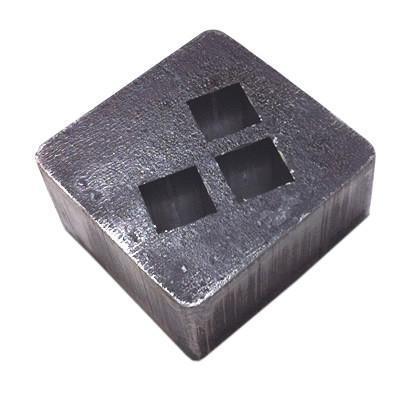 Fixed Torsion Block 3 x 19/32: Metal cube with precision holes, designed for commercial trailer load restraint applications.