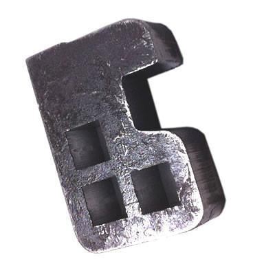 Adjustable Torsion Bar Block, a metal object with holes, designed for large commercial trailers, as sold by Nationwide Trailer Parts Ltd.