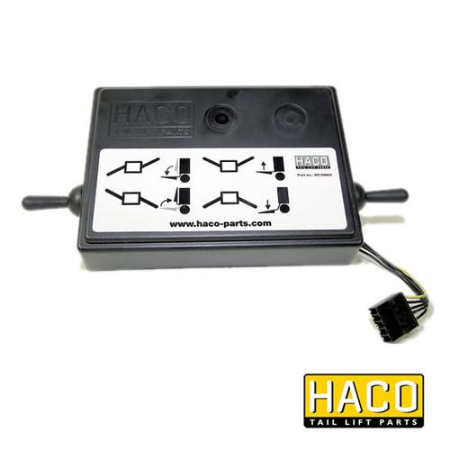 Control box Athlet HACO to Suit MBB Palfinger 1405575, featuring black handles and a plug, designed for commercial trailer parts.