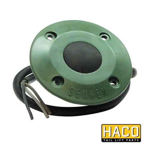 DOWN Footcontrol HACO to Suit Zepro 69087, featuring a circular loudspeaker-like design with a black cord and a Crouzet switch, 500mm cable length.