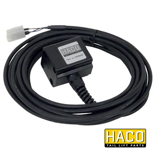 Inclination sensor B15 HACO with black cable, designed for MBB Palfinger 1404972 & 1332485, featuring 5500mm length for commercial trailer use.