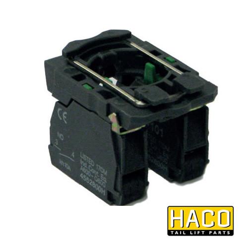 Contact Block HACO to Suit MBB Palfinger 2007457, a black plastic electrical device with green lights designed for commercial trailer applications.