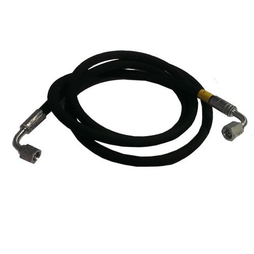 Hyd Hose Assy M12x1.5(OIL CON)(HTU) with silver connectors, designed for Ratcliff Palfinger Tail Lifts, showcasing a black cable and connector detail.