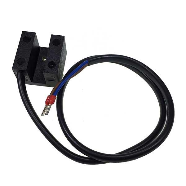 Reed Switch Vane Short BR/BL NO with black wiring and connector, designed for lift carriage and stow latch applications in commercial trailers.