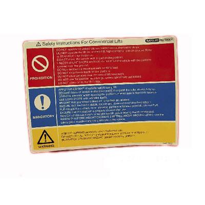 Safety Instructions Label for Ratcliff Palfinger Tail Lifts, featuring clear, concise warning text for safe operation and maintenance of commercial trailer equipment.