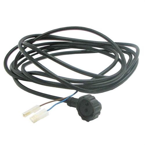 Kostal Cable M24x1 L=4m HACO, compatible with Dhollandia E0086, featuring black wire with knob and blue connectors, suitable for tail lifts.