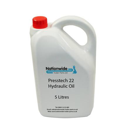 Tail Lift Hydraulic Oil - VG22 Grade (5 Litres) in a white container with a red cap, ideal for maintaining commercial vehicle hydraulic systems.