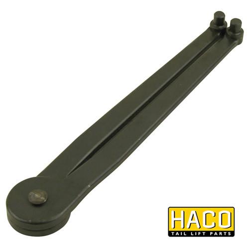 Ø8mm Pin-hole Key HACO, a black metal tool with screws, designed for 8mm diameter pins, enables cylinder access with a single turn.