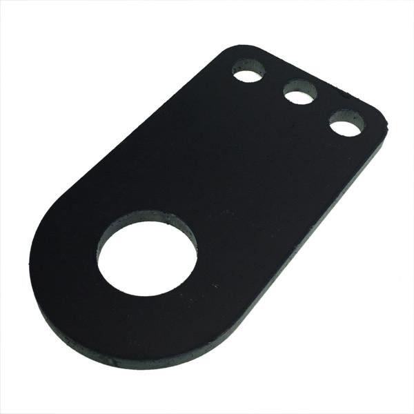 Locking Tab DL500M1 with 1 diameter holes, designed for Del Tail Lifts, featuring a black rectangular shape with multiple holes.