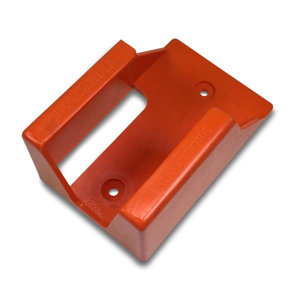 Control / Wanderlead Holder for Dhollandia Tail Lifts, featuring an orange plastic design with holes, suitable for large commercial trailers and vehicles.