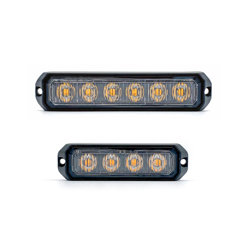 Close-up of an LED Directional Strobe Warning Light, showcasing durable 3W LEDs with R65 approval and waterproof rating, designed for commercial vehicle use.