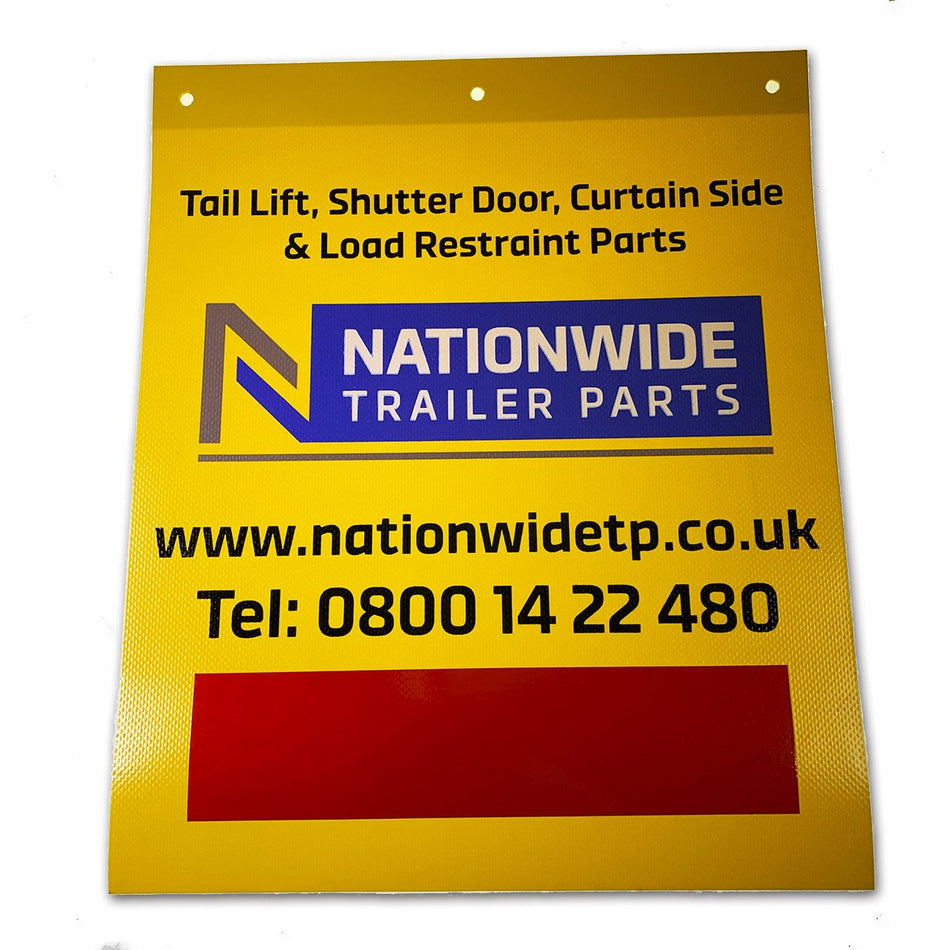 Nationwide Branded Flag for tail lifts, size 245mm x 305mm, featuring a yellow sign with text, ideal for large commercial trailers.