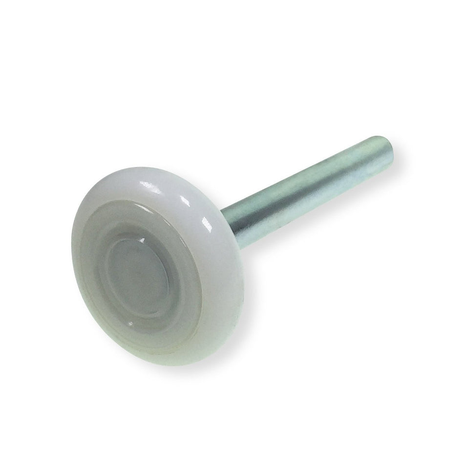 Universal 2 Nylon Shutter Door Roller with a white wheel and metal shaft, featuring a 46mm diameter wheel and 93mm length shaft.