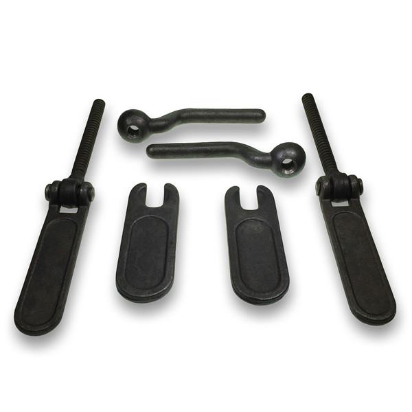 Ramp Fastener Set Complete featuring two black metal fasteners and plates, suitable for commercial trailer hardware and load restraint applications.