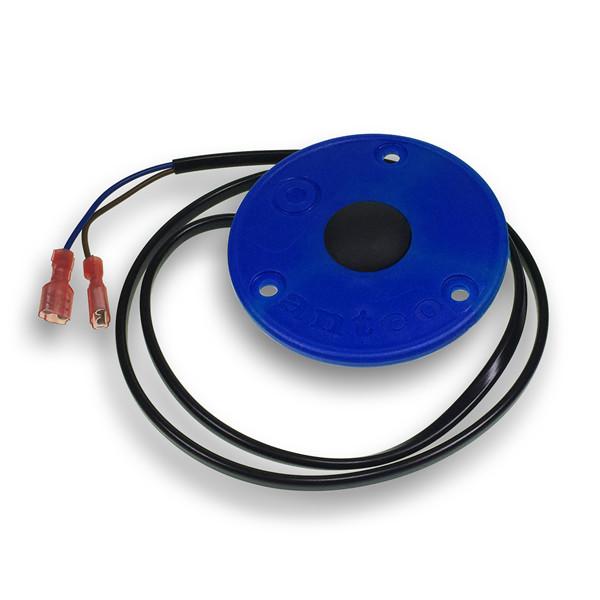 Blue Operate Foot Control Switch with black wires, designed for Anteo Tail Lifts, showcasing a durable mechanism for efficient trailer operation.