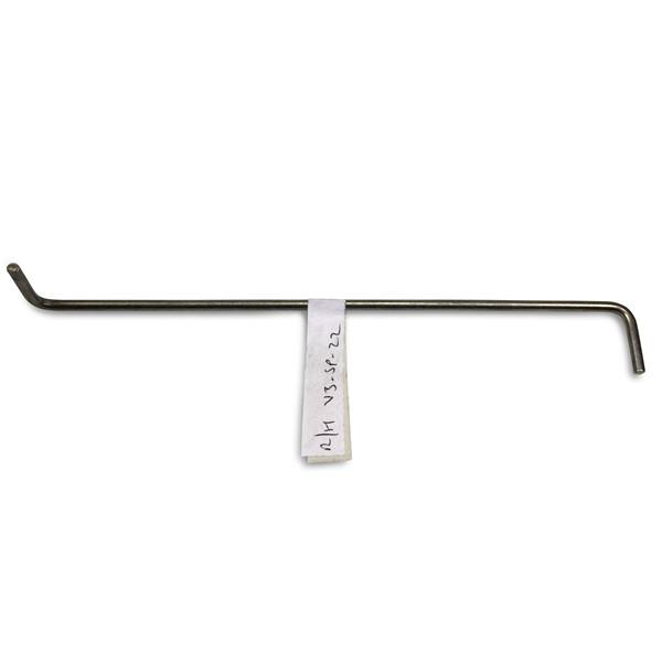 Right Hand Torsion Spring for Ricon Passenger Tail Lifts, featuring a long metal rod with a white label; measures 195mm in overall length.