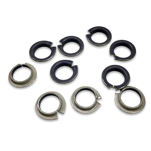 Pack of ten small flange bearings for Ricon Passenger/Tail Lifts, showing a group with some broken rings, highlighting product details.