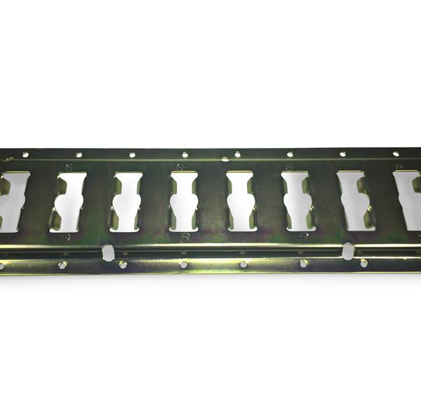 Zinc Plated Universal E-Track with holes, suitable for commercial vehicles and HGV trailers, 3050mm length, designed for 50mm e-track load bar cups.