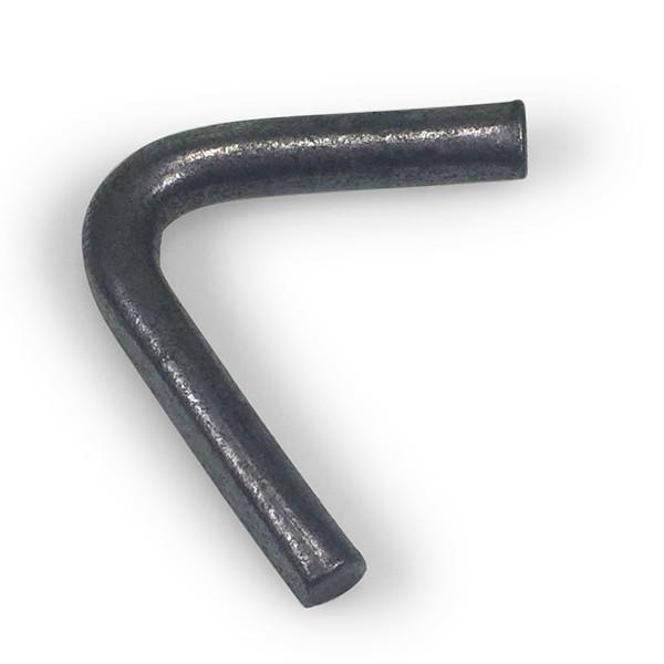 Flat Backed Rope Hook - Weld On: Close-up of a 12mm diameter steel hook, showcasing its hexagonal and rod-like features, ideal for securing loads on commercial trailers.