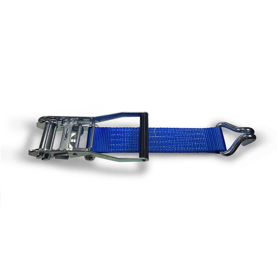 5000kg Ratchet & Tail Strap Only with Claw Hook End, featuring durable 50mm webbing and a powerful ratchet tensioner, ideal for commercial trailers.