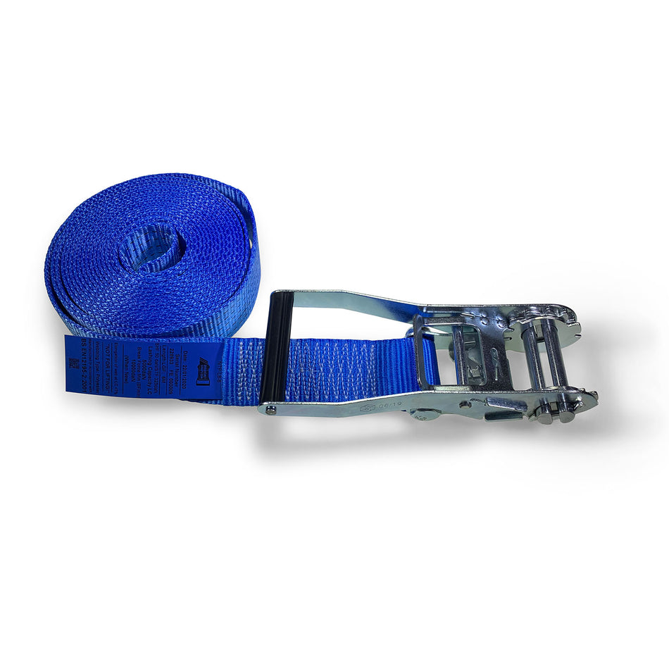 50mm 5000kg Ratchet Strap Endless - 10 METRES with metal handle, showcasing robust design suitable for load restraint in commercial trailers.