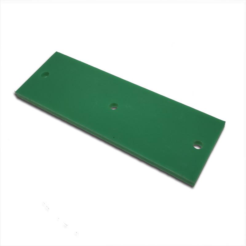 Guide synthetic VOC 150x60mm for Dhollandia Tail Lifts, featuring a green rectangular design with holes, ideal for commercial trailer parts.