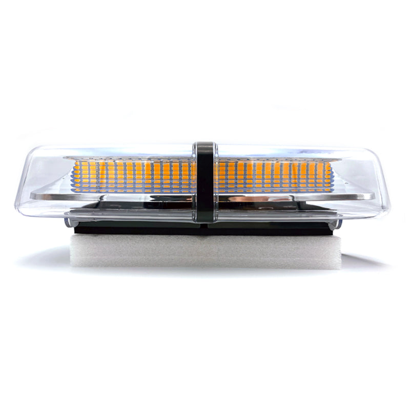 Close-up of the Mini Warning Lightbar, 310mm, showcasing its 72 amber LEDs and durable design suitable for commercial vehicle use.