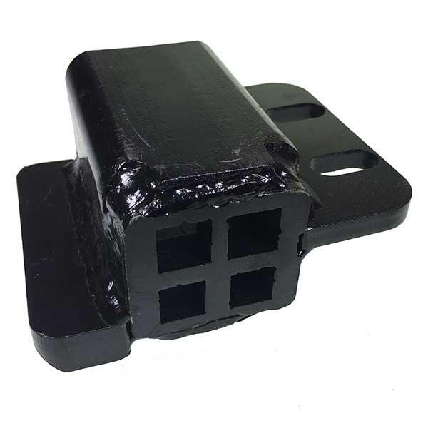 Adjustable Torsion Block, a black metal piece with holes, designed for x2 19/32 and x2 17/32 torsion bars, ideal for commercial vehicles.