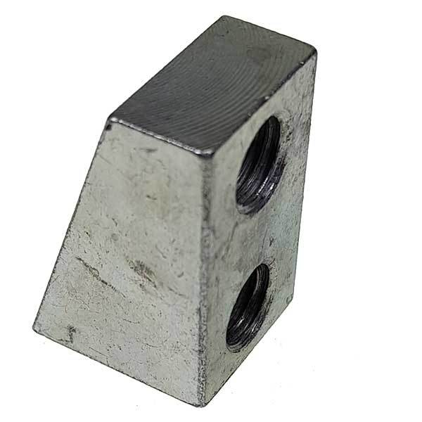 Dhollandia LSD Wedge (Key), a metal block with holes, designed for Dhollandia column lifts, suitable for large commercial trailer maintenance.