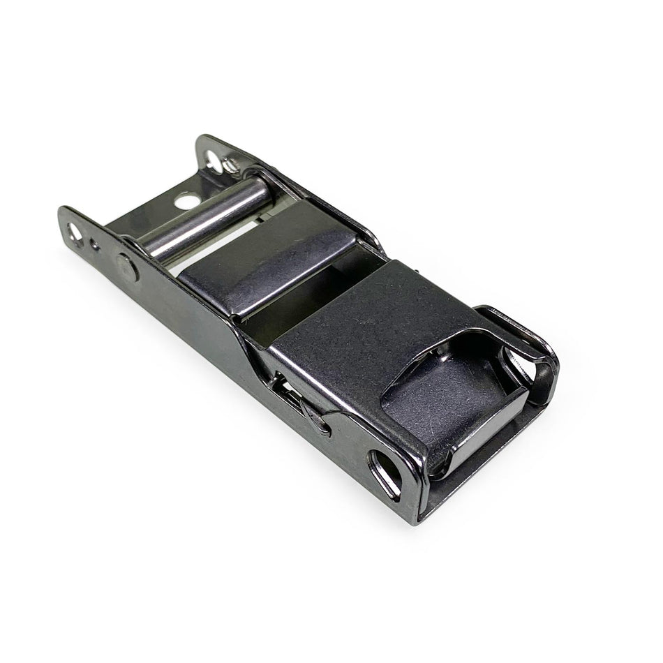 Tautliner / Boalloy Stainless Steel Buckle, close-up view highlighting its durable metal construction, designed for commercial trailers and vehicles.