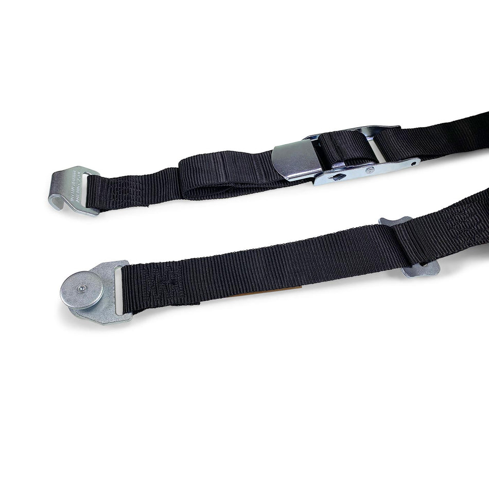 Internal Cargo Strap 4.5m with Net Hanger and Cargo Hook featuring a zinc-plated overcentre buckle and carbon steel adjuster for securing loads in commercial trailers.