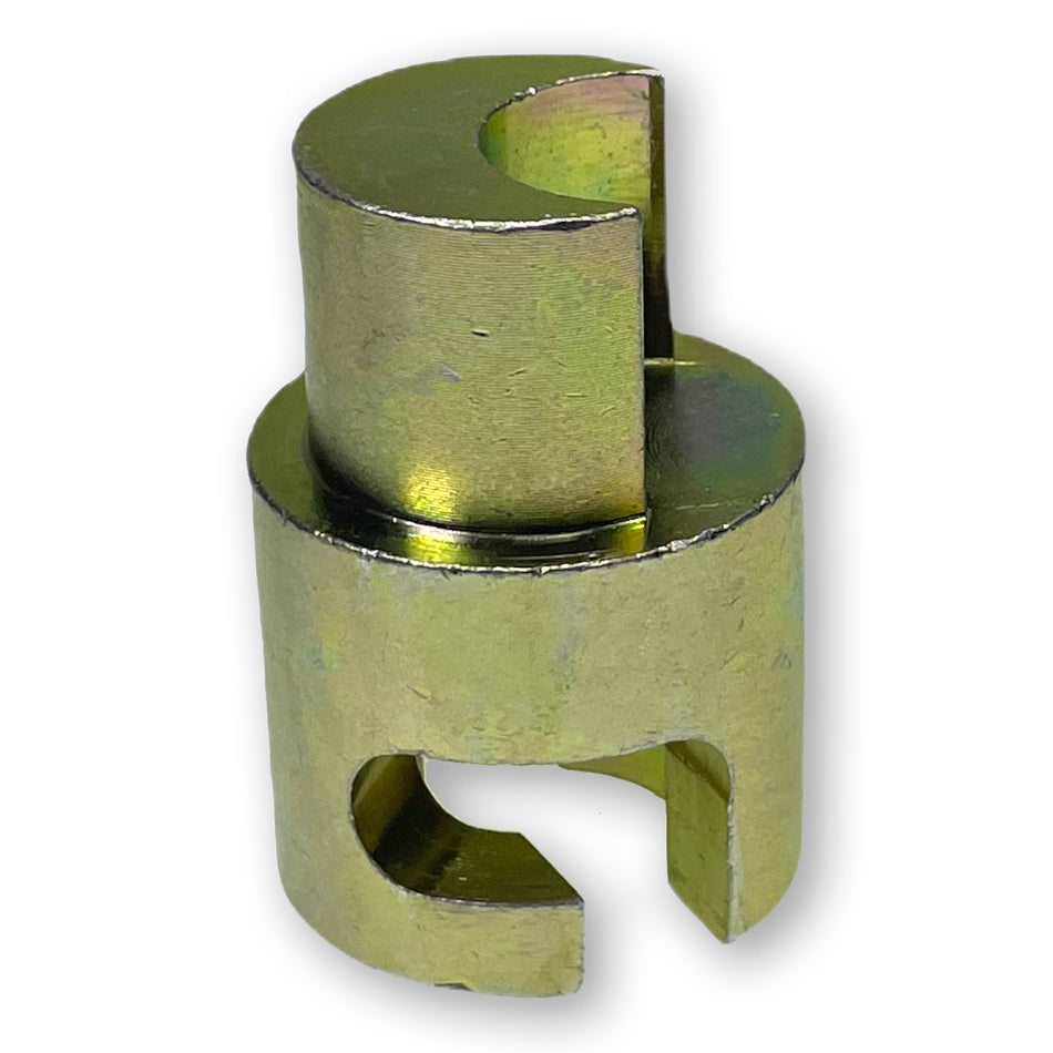 Bottom Cam/Pole Coupler - LHF/RHR, metal cylinder with hole, designed for commercial trailer use.