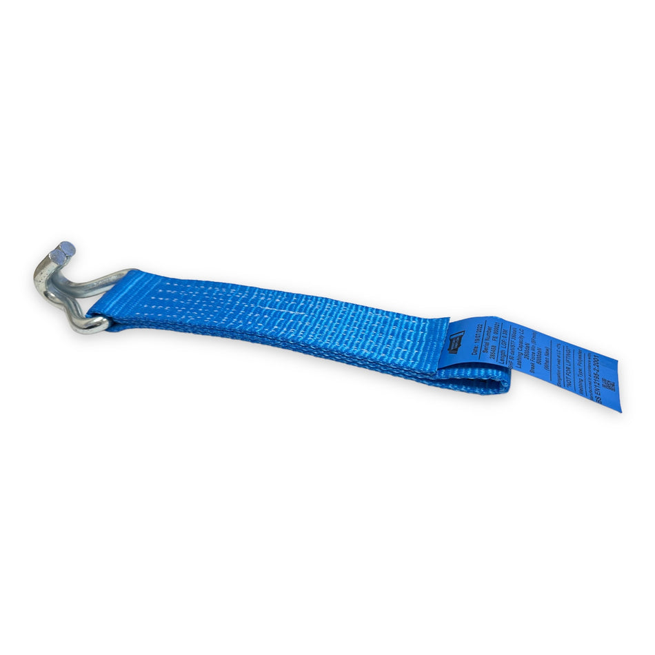 5,000kg Tail Strap with Claw Hook, featuring a blue strap and hook, ideal for load restraint in commercial trailers.